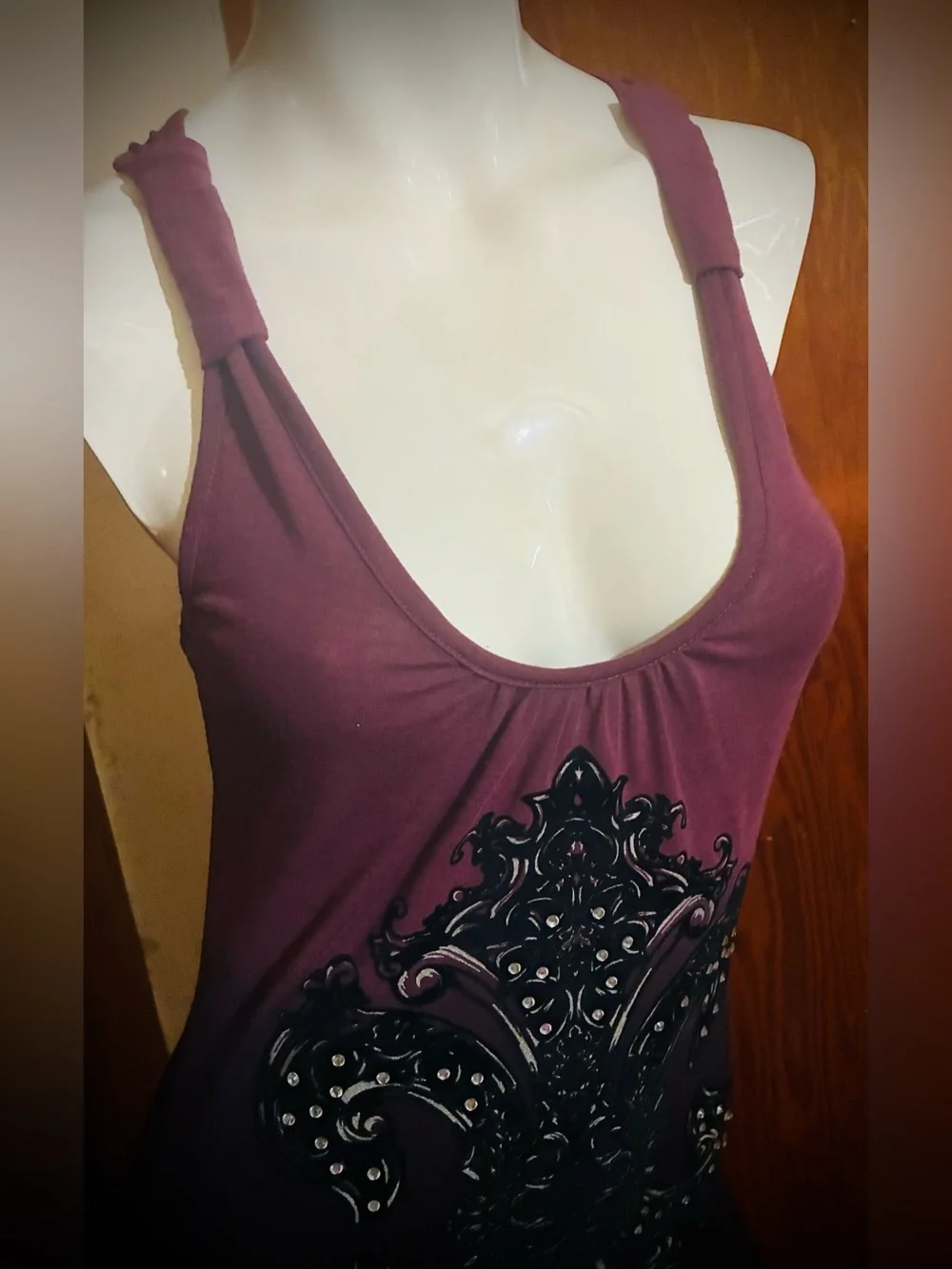 Rebel Spirit Edgy & Graphic Rhinestone Accented Tunic Top / Dress - Size S - Picture 3 of 4